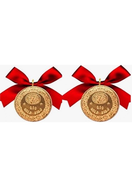 2 Adet Yarım Gram - 0,5 Gram -Altın 22 Ayar