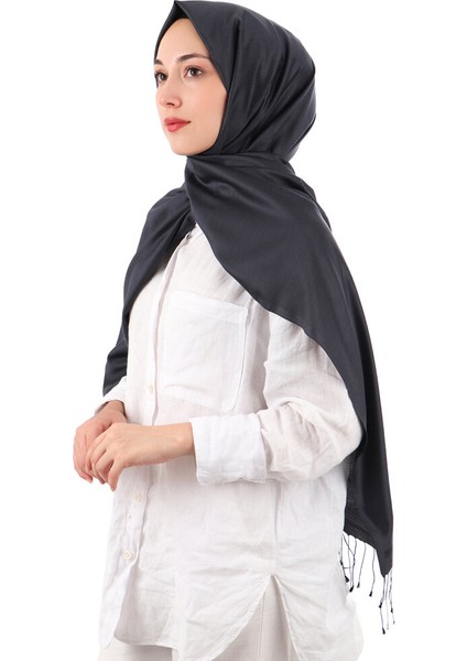 Antrasit Siyah Çift Taraflı Ipek Şal