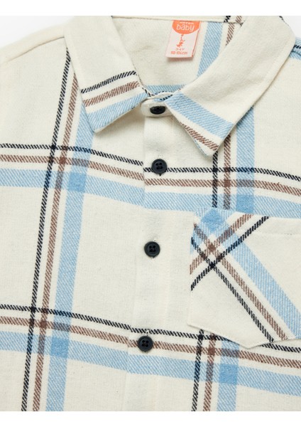 Uzun Kollu Klasik Yaka Düğmeli Cep Detaylı Ekoseli Oduncu Gömleği modelleri