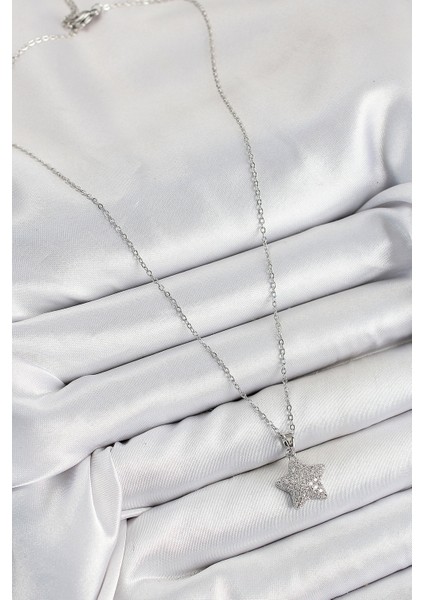 316L Çelik Zirkon Taşlı Yıldız Model Gümüş Renk Kadın Kolye - Lisinya fiyatları