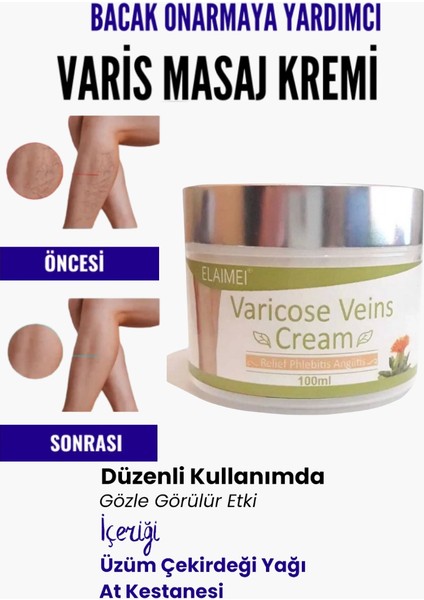 Var.is Bölgesi Için Bacak Onarmaya Yardımcı ve Besleyici Varicose Masaj Kremi 100 ml