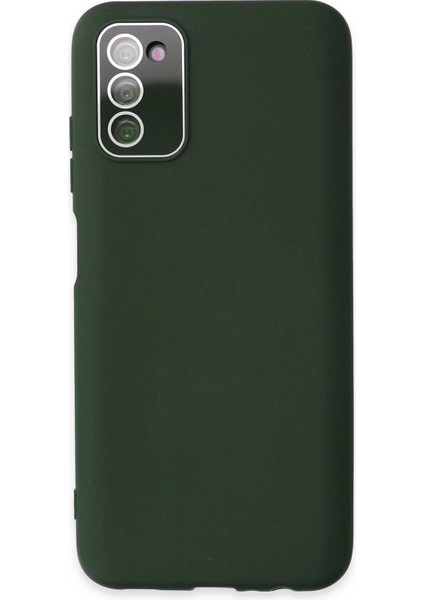 Newface Samsung Galaxy A03S Kılıf Lansman Glass Kapak - Koyu Yeşil