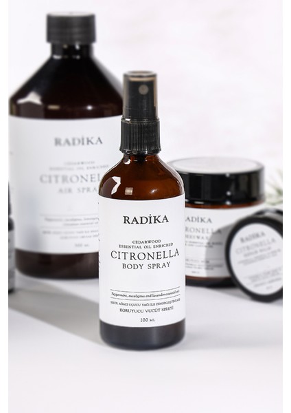 Radika Citronella Vücut Spreyi 100 ml Doğal İçeriklerle Sivrisinekleri Uzak Tutma Özelliği modelleri