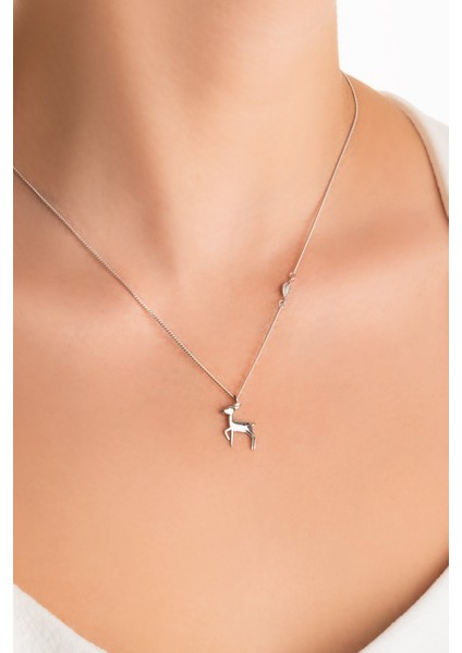 Little Deer 18 Ayar Beyaz Altın Kaplama 47 cm Gümüş Kolye fiyatları