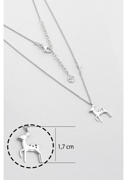 Little Deer 18 Ayar Beyaz Altın Kaplama 47 cm Gümüş Kolye modelleri