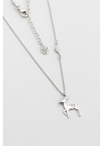 Little Deer 18 Ayar Beyaz Altın Kaplama 47 cm Gümüş Kolye indirimleri