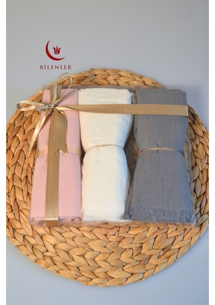 Bambu Kraş Şal – 75X210 cm | Nefes Alabilir, Terletmez, Tok Duruşlu Mevsimlik Kumaş (3'lü Kutu)