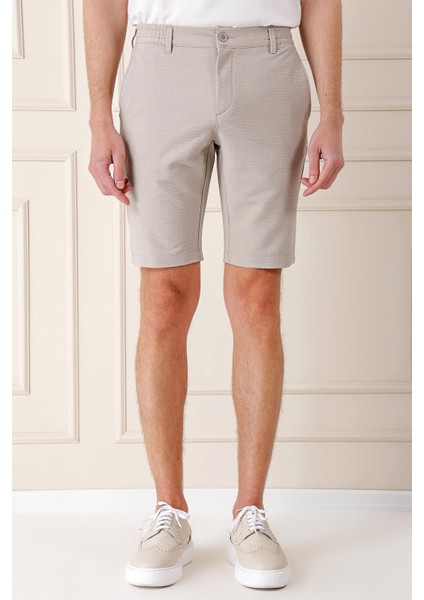 Bermuda 034 Slim Fit Beli Lastikli Gofre Pamuklu Casuel Taş Şort fiyatları