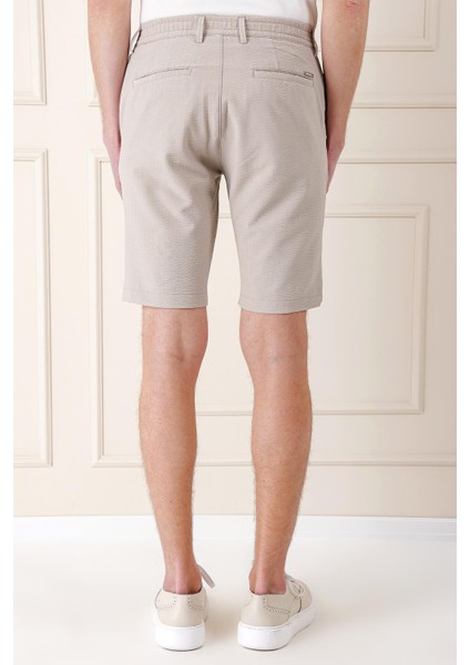 Bermuda 034 Slim Fit Beli Lastikli Gofre Pamuklu Casuel Taş Şort indirimleri
