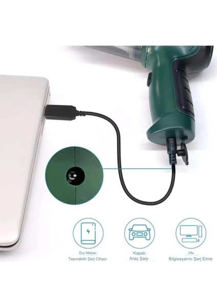 Şarjlı Mini Portatif Elektrikli Süpürge, USB ile Çalışır, Ev ve Araba Temizliği Için Uygun