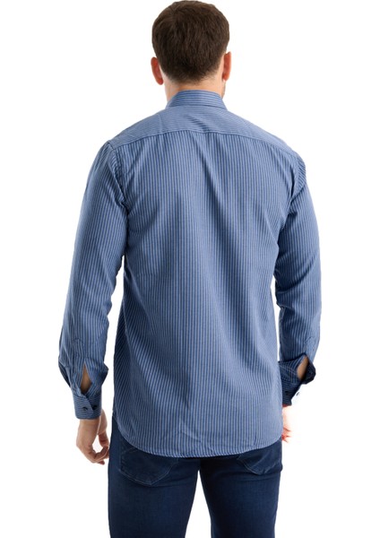 Erkek Gömlek Lacivert Uzun Kollu Pamuklu Kareli Çift Cepli Rahat Günlük Şık Klasik Model fiyatları