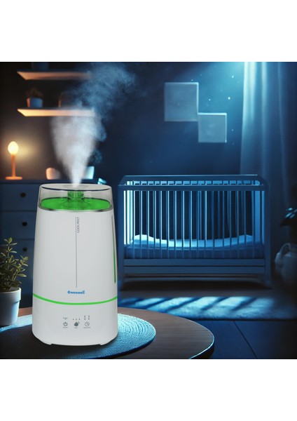 WHC650 Ultrasonik Soğuk Buhar Makinesi - Ultra Sessiz, Aromaterapi Fonksiyonu, 3,5 Litre, Beyaz fırsatları