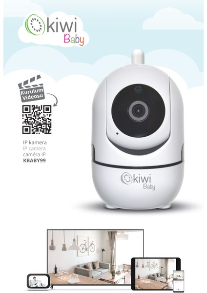 Kbaby 99 IP Bebek Kamerası - Kablosuz, Hareket Sensörü, Gece Görüşü, HD Görüntü Kalitesi, iOS ve Android Uyumlu