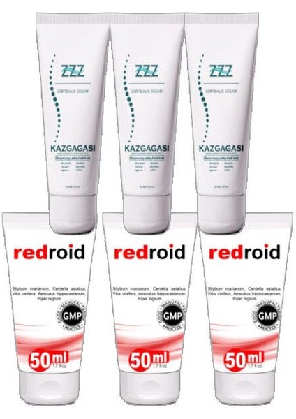 Kaz Gagası Kremi 3X100 ml Kas Iskelet Sızıları Için+Redroid Hemer.oid Için Krem 3X50 ml