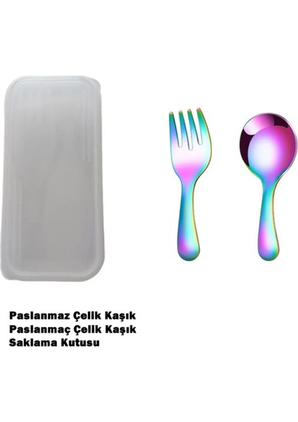 Mavi Renk Premium Çocuk Paslanmaz Çelik Uçlu Çatal-Kaşık Set 24+ Ay