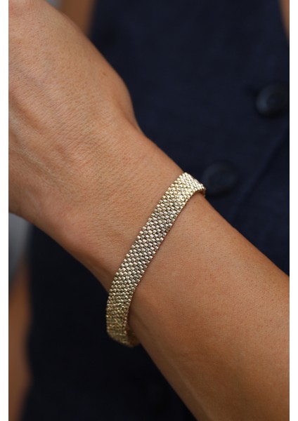 14 Ayar Altın Ince Hasır Örgü Bileklik