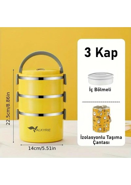 3 Gözlü Çelik Penguen Desenli Sarı Termal Bento Kutusu Çocuklar İçin Şirin fırsatları