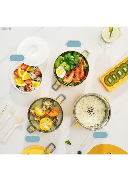 3 Gözlü Çelik Penguen Desenli Sarı Termal Bento Kutusu Çocuklar İçin Şirin indirimleri