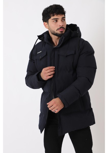 Göğüs Cepli Içi Kürklü Uzun Şişme Mont Pldp 2957_50456