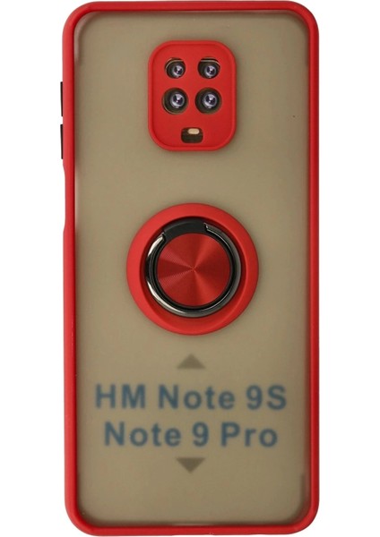 Newface Xiaomi Redmi Note 9 Pro Kılıf Montreal Yüzüklü Silikon Kapak - Kırmızı