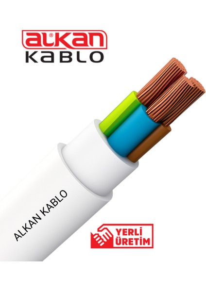 3x1,5 Mm² H05VV-F Ttr Kablo Beyaz (%100 Bakır) 5 Metre
