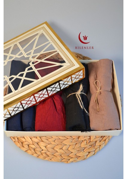 Bambu Kraş & Şal – 75X210 cm | Nefes Alabilir, Terletmez, Tok Duruşlu Mevsimlik Kumaş (4'lü Kutu)