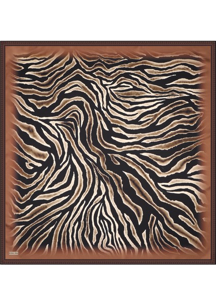 Bakır Zebra Desen Twill Ipek Eşarp modelleri