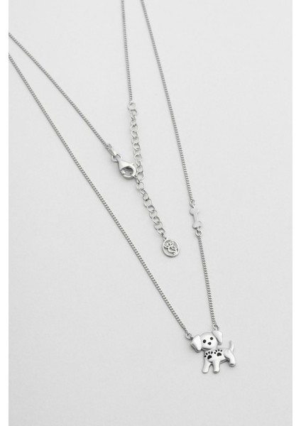 Little Dog 18 Ayar Beyaz Altın Kaplama 48 cm Gümüş Kolye