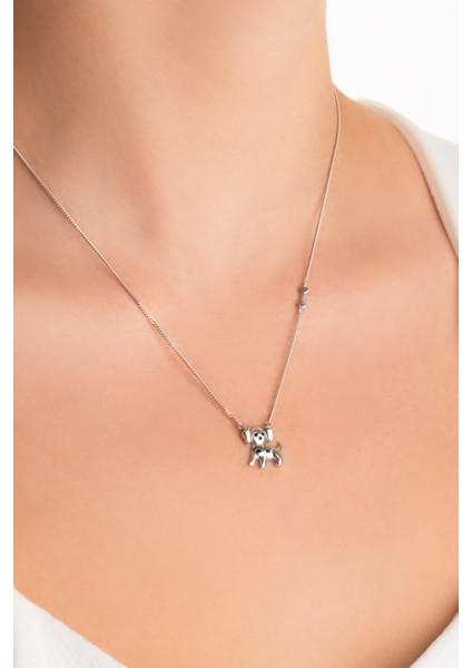 Little Dog 18 Ayar Beyaz Altın Kaplama 48 cm Gümüş Kolye fiyatları