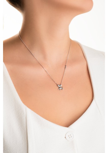 Little Dog 18 Ayar Beyaz Altın Kaplama 48 cm Gümüş Kolye fırsatları