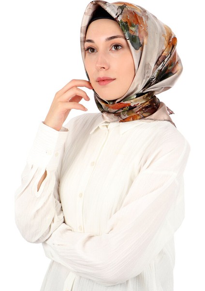 Vizon Kamelya Desen Sura Ipek Eşarp