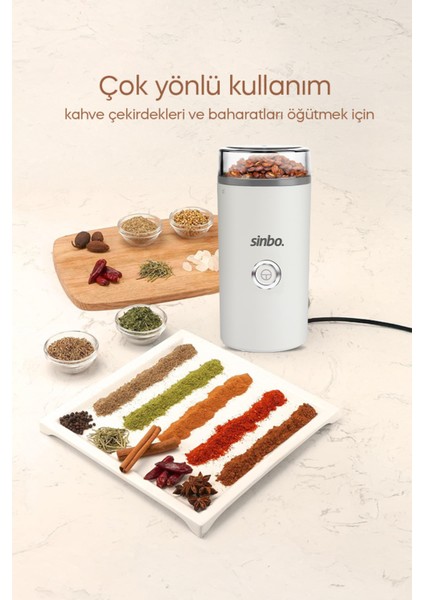 Elektrikli Çekirdek ve Baharat Öğütücü, Beyaz, Pratik ve Hafif Tasarım modelleri