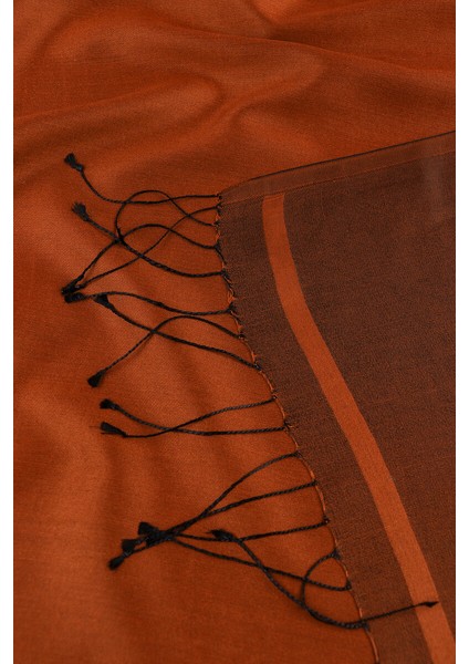 Kiremit Siyah Çift Taraflı Ipek Şal indirimleri