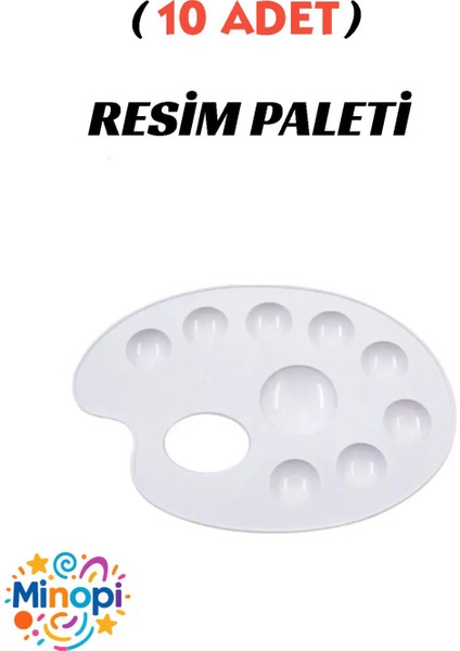 10 Adet Boyama Paleti Resim Paleti Ressam Paleti Plastk 9 Gözlü Boya Paleti