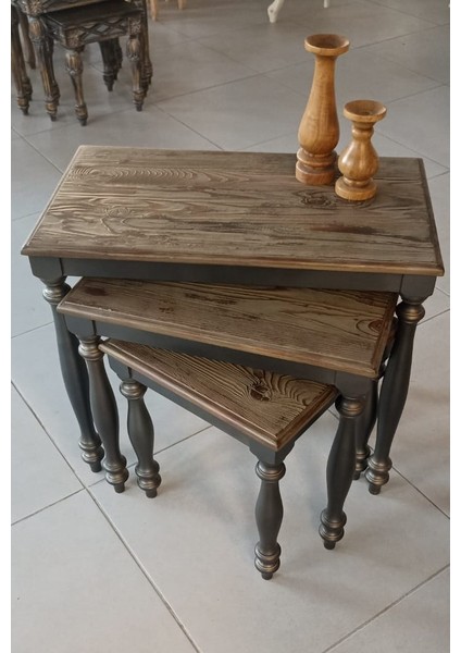 Zigon Sehpa Takım Ladin Ağaç Üretim (Damarlı Tasarım Yüzey) Eskitme fiyatları