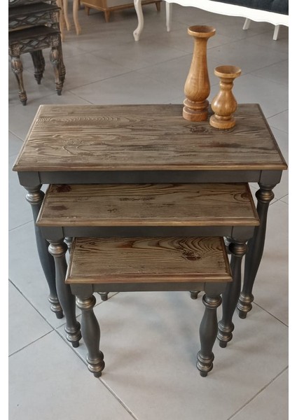 Zigon Sehpa Takım Ladin Ağaç Üretim (Damarlı Tasarım Yüzey) Eskitme modelleri