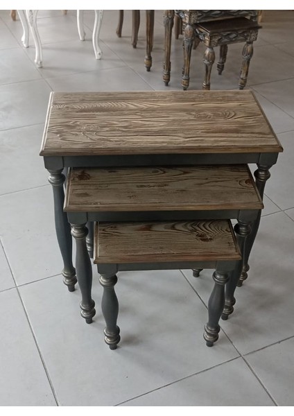 Zigon Sehpa Takım Ladin Ağaç Üretim (Damarlı Tasarım Yüzey) Eskitme fırsatları