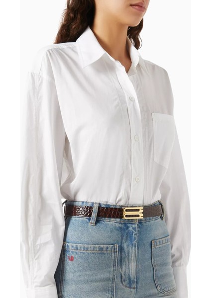 Regular Frame Timsah Desenli Deri Kemer fiyatları