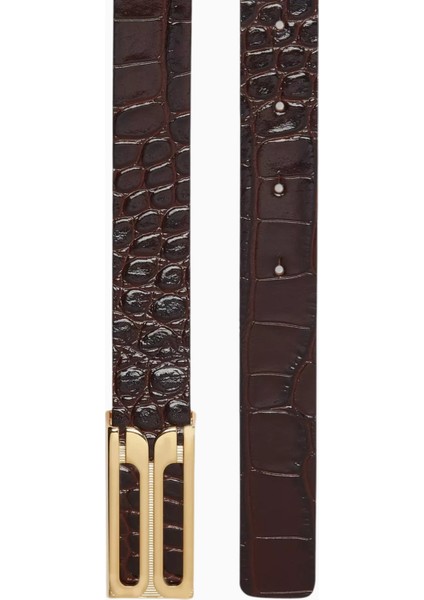 Regular Frame Timsah Desenli Deri Kemer modelleri