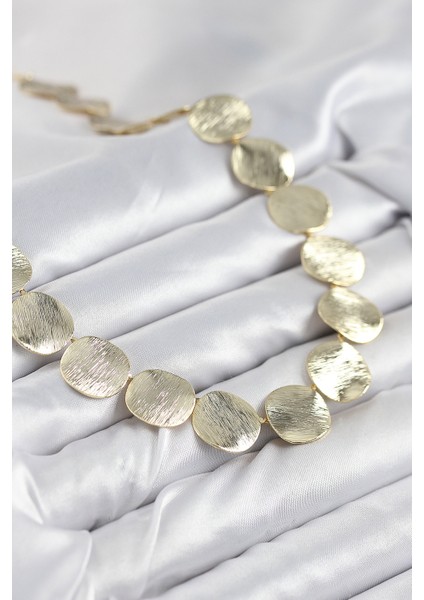 Pirinç Sıralı Para Model Gold Renk Kadın Kolye - Lisinya