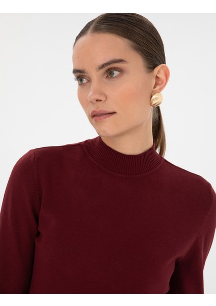 Kadın Vişne Slim Fit Basic Kazak 50310887-VR223 fiyatları