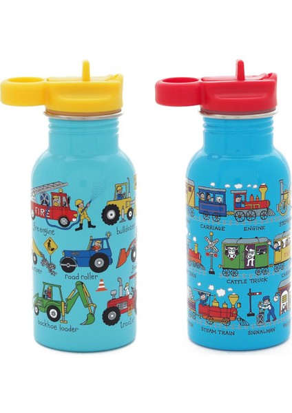 2'li 400ML Pipetli Paslanmaz Çelik Matara Wheels-Train