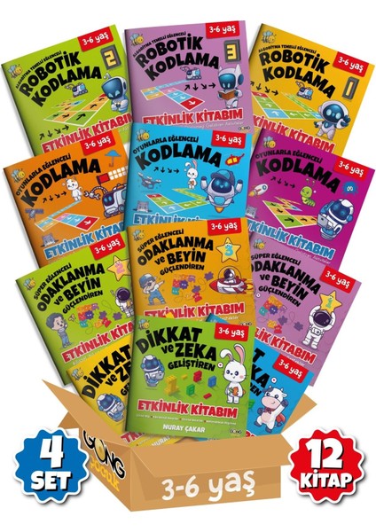 3-6 Yaş Robotik Kodlama Dev Çocuk Etkinlik 12'li Kitap Seti