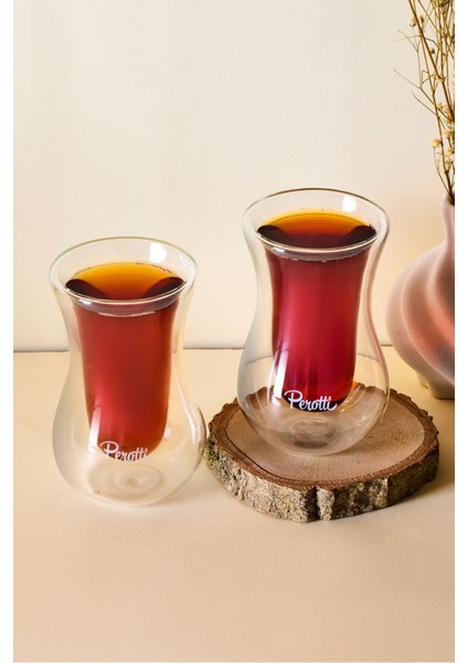 2'li Isıya Dayanıklı Çift Cidarlı Cam Çay Bardağı 150 ml
