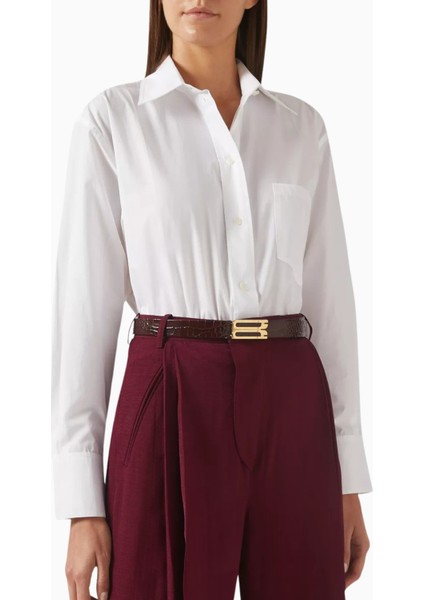 Regular Frame Timsah Desenli Deri Kemer fiyatları