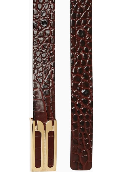 Regular Frame Timsah Desenli Deri Kemer modelleri