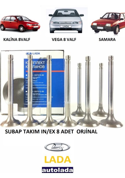 Lada Veg A 2110 2111 2112 - 8 Valf Lada Samara Lada Kalina Subap Takım 8 Adet Orjinal Avtovaz