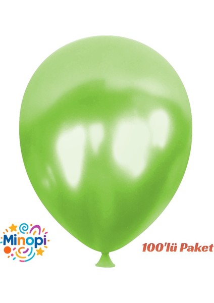 Yeşil Balon Desensiz Renkli Balon Metalik Balon Normal Ebat 100'LÜ Paket