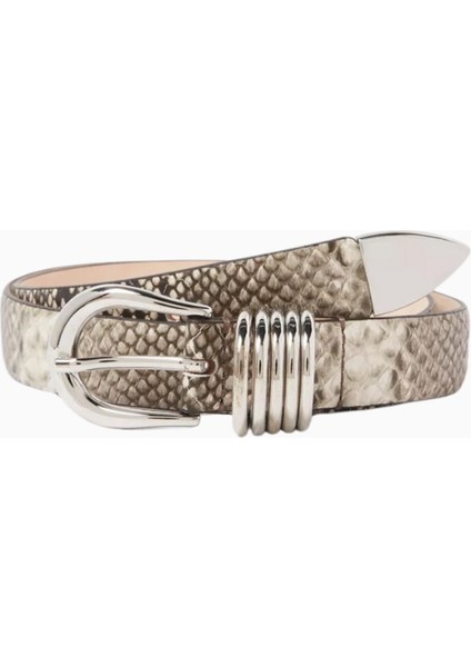 Hollyhock Yılan Desenli Deri Kemer