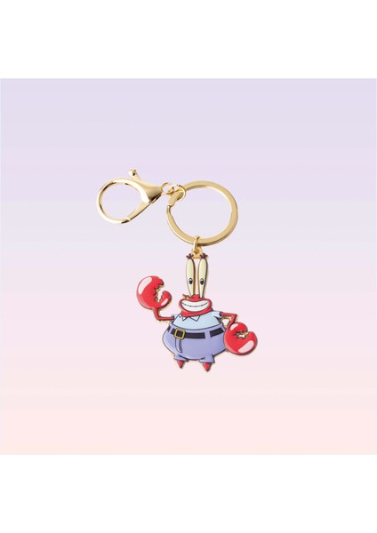 Nickelodeon Sünger Bob Kare Pantolon Bay Yengeç Figürlü Metal Anahtarlık